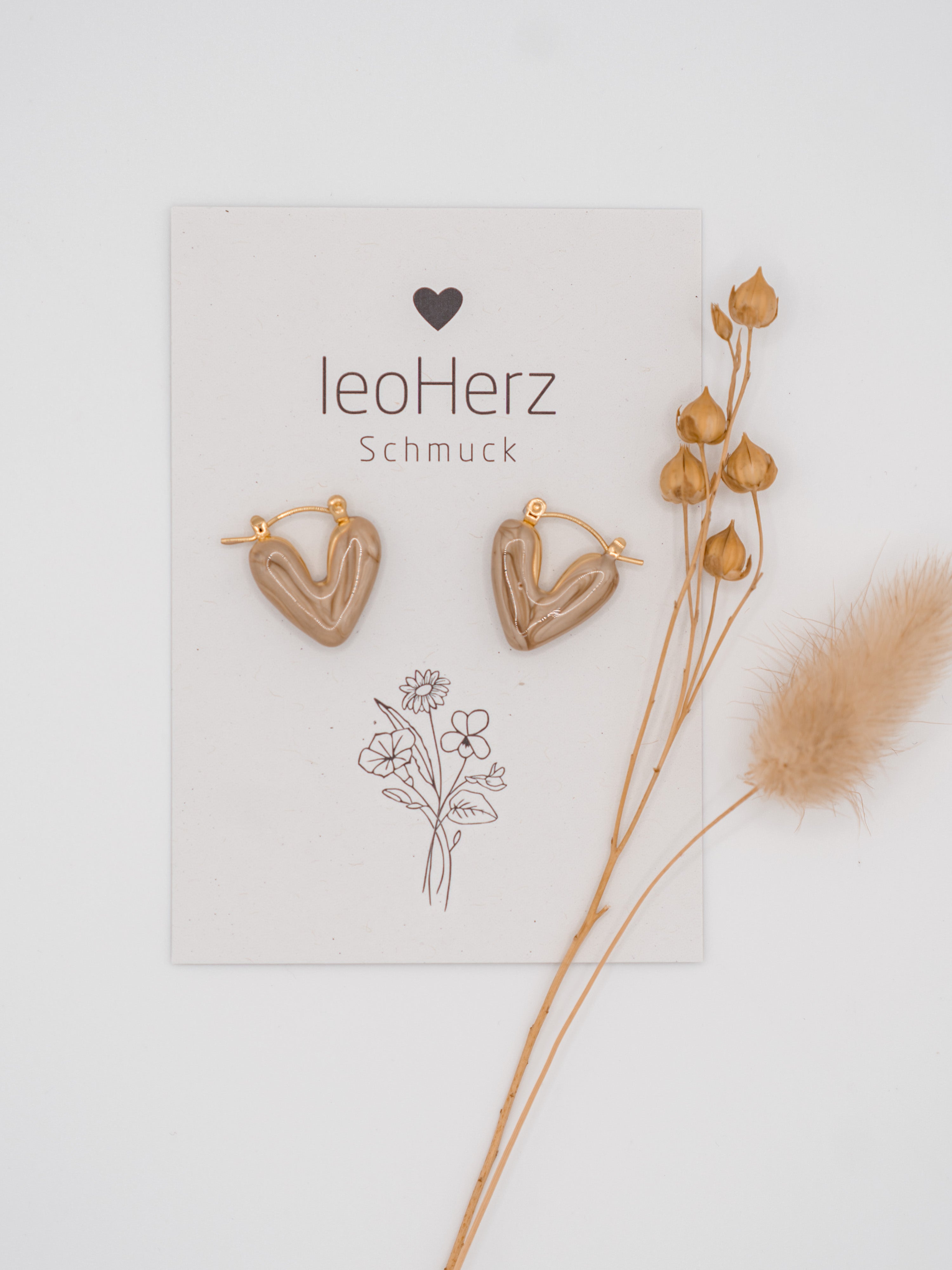 HERZ Ohrringe beige-braun