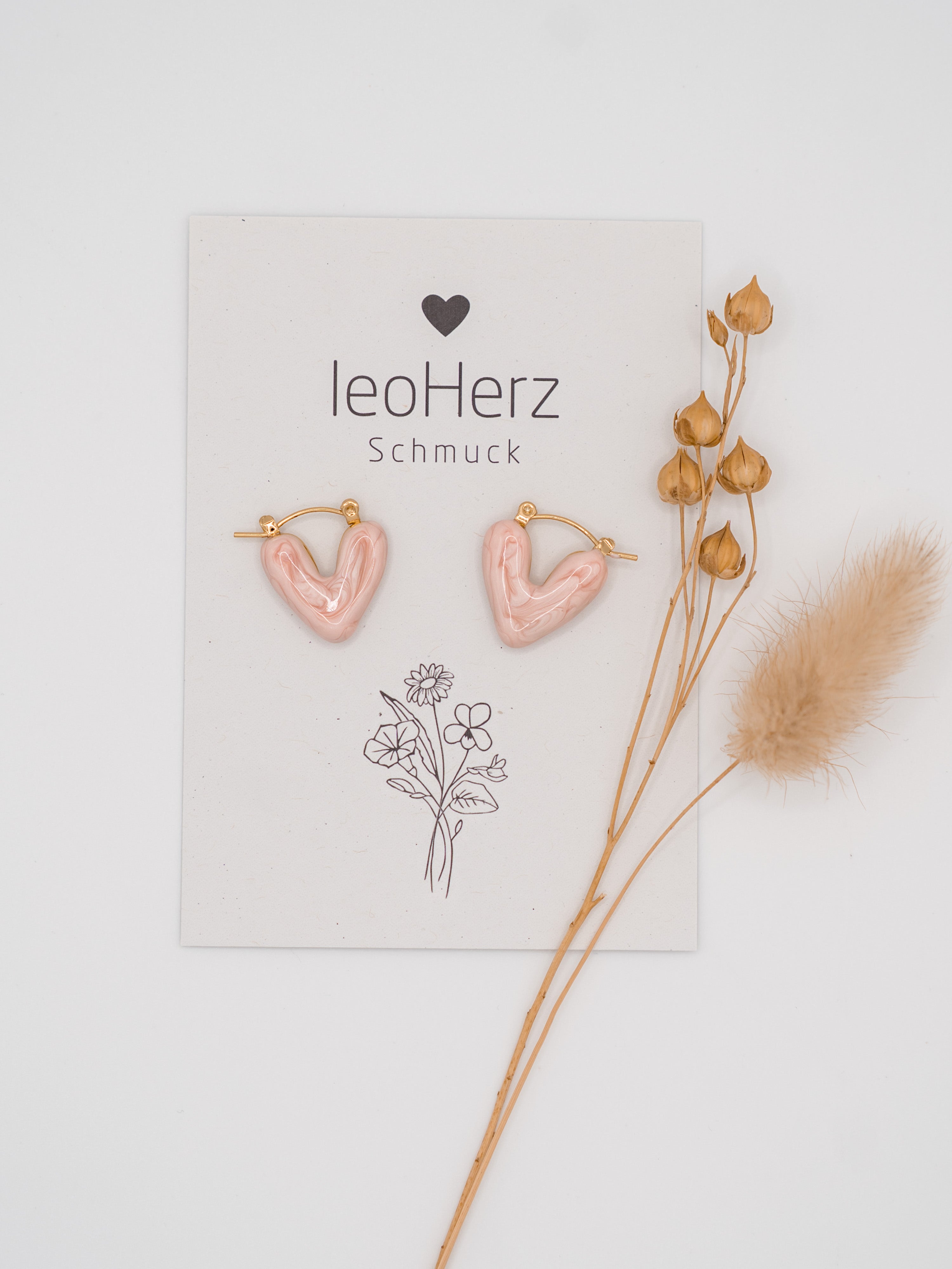 HERZ Ohrringe lachs